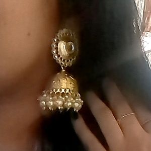 Set Of Big Golden Jhumkas & Danglers