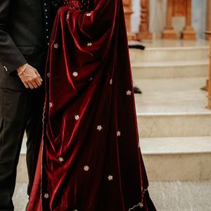 Maroon Velvet Lehenga