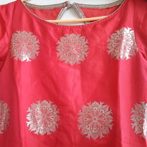 Banarasi Silk Kurti With Ankle Length Plazo set