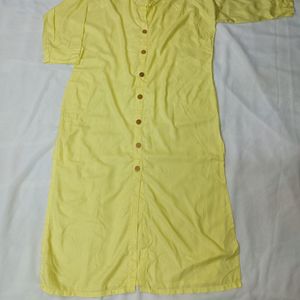 YELLOW SHIRT KURTI FOR WOMEN