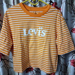 Orange Color Levi's Women Casual Tshirt