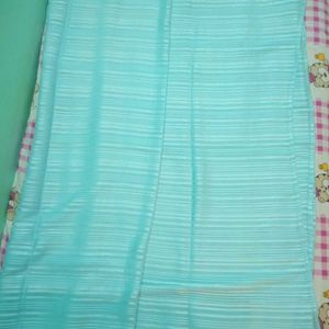 Sangria Blue Partywear Striped Saree (No Blouse)