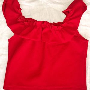 Red Off Shoulder Crop Top