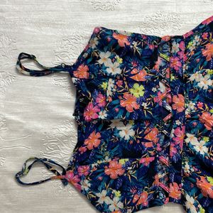 Floral Zig-zag Belt Dress