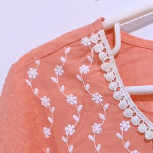 Peach Embroidery Kurta