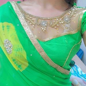 Pure Chiffon Green Heavy Saree