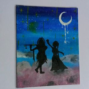 Canvas Board Painting Of Shree Krishna And Radha