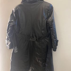 Genuine Leather Black Trench Coat - Never Worn