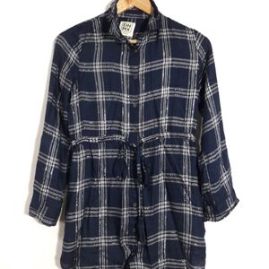 Navy Blue Checks Dress ( Women's )