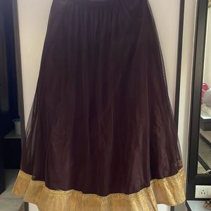 Dark Brown Skirt With Golden Border