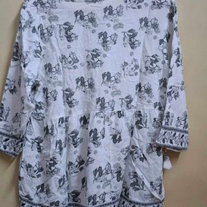 White Top With Grey Floral Pattern