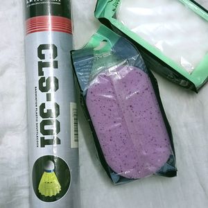 100% New Pack Shuttle Cock+ Bath Sponge