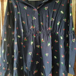 Blue Floral Cotton Shirt