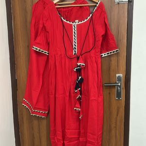 Anarkali Red Kurta With Palazzo For Festive