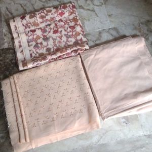 3Piece Chikankari Golden badami dress material