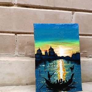 Aesthetic Mini Seascape Painting With Stand