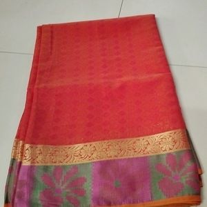 Light Orange Silk Cotton Saree...