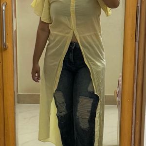 Lime Yellow Slit Kurta