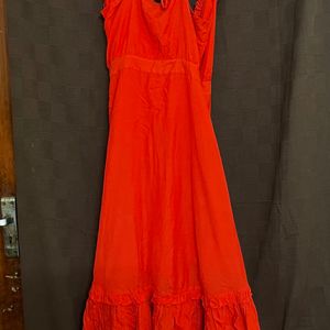 Valentines Day Red Flounce Trimmed  Wrap Dress