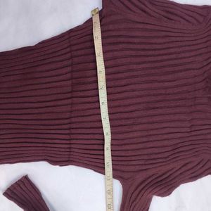 Hooked Up Wine Colour Ribbed Top