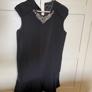 Zara Black Shift Dress With Embellishments