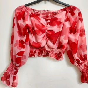 Red Colour Crop Top