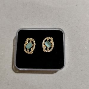 Ad Stone White & Light Green Earrings