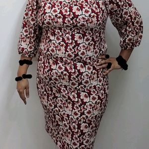 Maroon Floral Dress