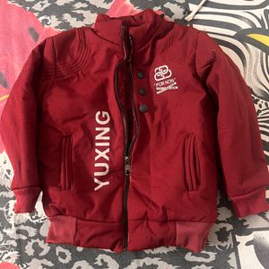 Winter Red Fleece Jacket With Hood For Baby Boy 12