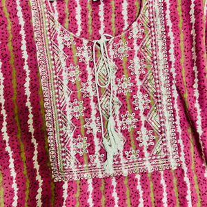 Pink Thread Work Kurti