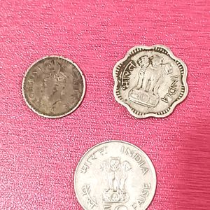 Old Coins 50 Paisa, 10 Paisa,1/4 Rupee Georglvi