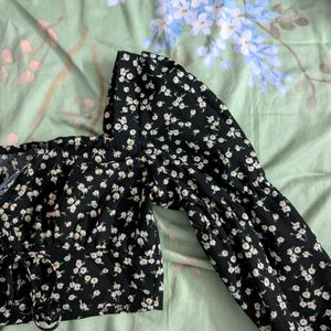 Black Floral Top From Urbanic