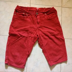 Red Denim Capri