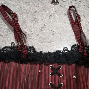 Gothic Red Stripped Pirate Corset