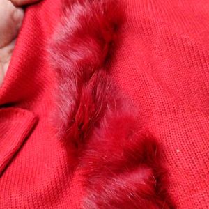 It's A Red Woolen Top With Soft Furrr