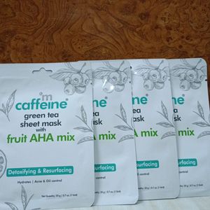 Combo Of 4 Mcaffeine Green tea Sheet Mask