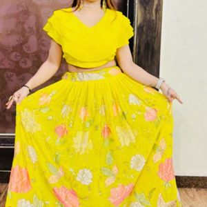 Beautiful Yellow Party Wear stylish  Lehnga Choli