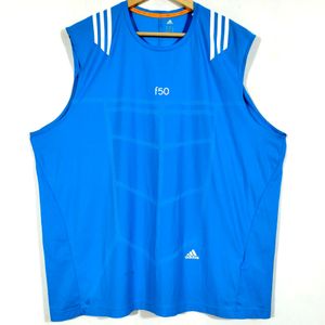 Adidas Blue Printed Sleeveless T-Shirt (Men)