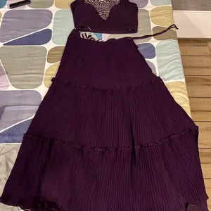 Three Piece - Purple Skirt And Blouse With Shrug