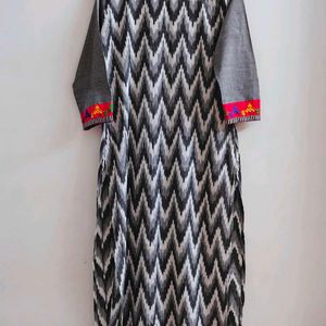 Beautiful Grey + Black + White Colour Kurta