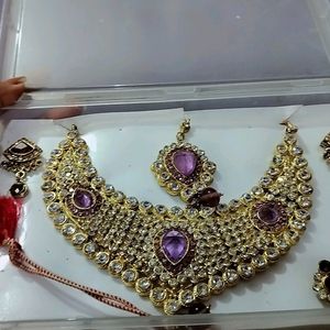 Fancy Necklace With Maangtika Nd 3 Set Bangless🔥