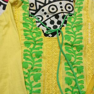 Yellow And Green Chudidhar Set