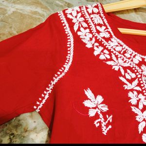 real Chikankari Short Kurta