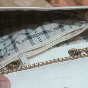 White And Golden Purse( Slightly Used)