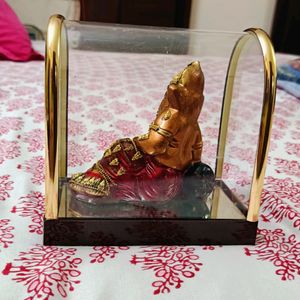Fibreglass Goldplated Lord Ganpati Idol With Frame
