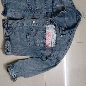 Printed Distress Denim Jacket