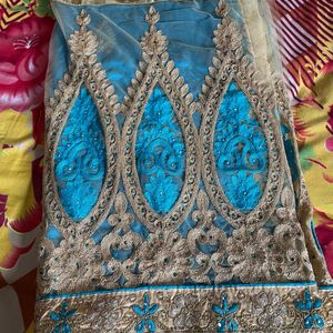 Heavy Blue Beige Saree