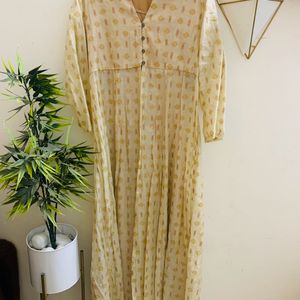 Women Beige Colour Layered Maxi Dress L