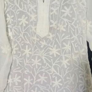 White Chikenkari Kurta 🤍