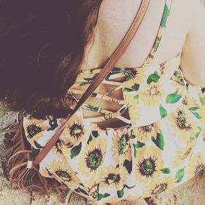 Sunflower Dress With Criss Cross Back